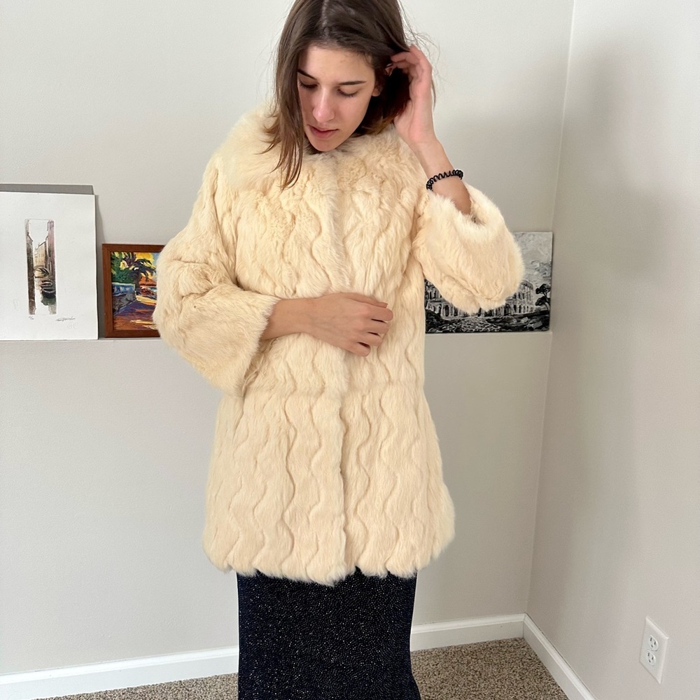 Natural Faux Fur Coat Jacket - Picture 2 of 4